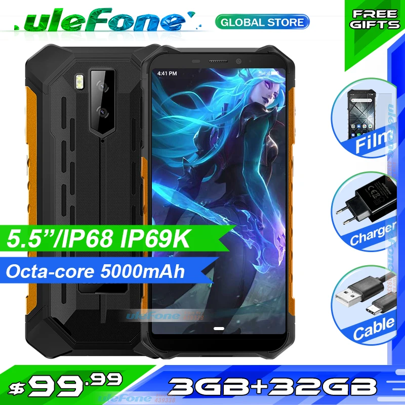 Ulefone Power X5 смартфон MT6762 Octa Core IP68 Водонепроницаемый Android 10 распознавания лиц и 3 Гб