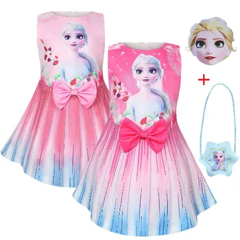 

2020 New Year Cute Style Frozen 2 Elsa Princess ins Girl Vest Skirt Printed Gift Show Dress