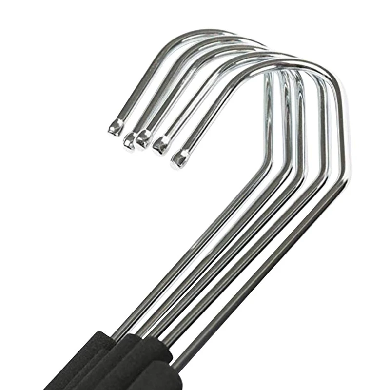 Promotion! Open End Trouser Hangers Slack Pant Hanger with Non-Slip Foam Coated Black 5-Pack 6