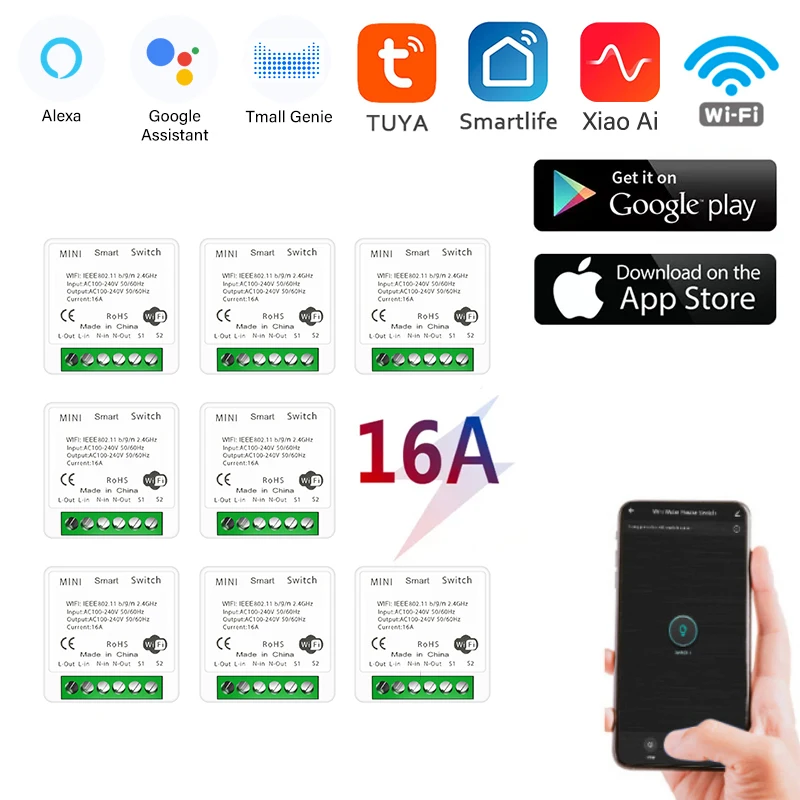 

Мини-модуль переключателя с поддержкой Wi-Fi и голосовым управлением