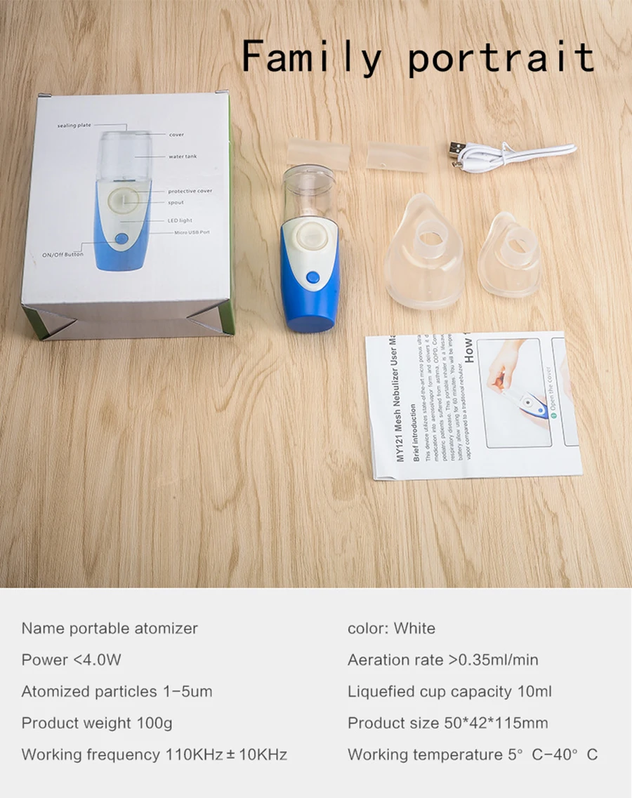 Portable Medical Mesh Nebulizer Freepower Fine Particles Ultrasonic Humidifier Atomizer Handheld Asthma Therapy Inhaler for Baby