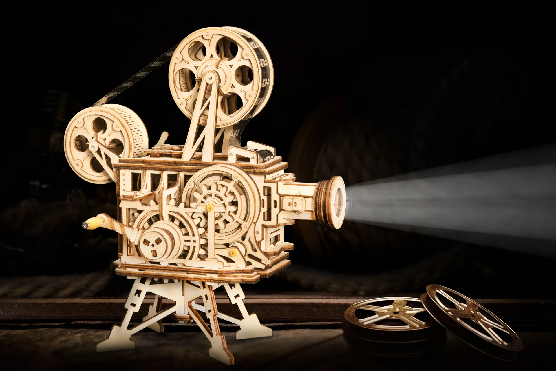 Конструктор Robotime деревянный механический для детей 3D пазл проектор пленки