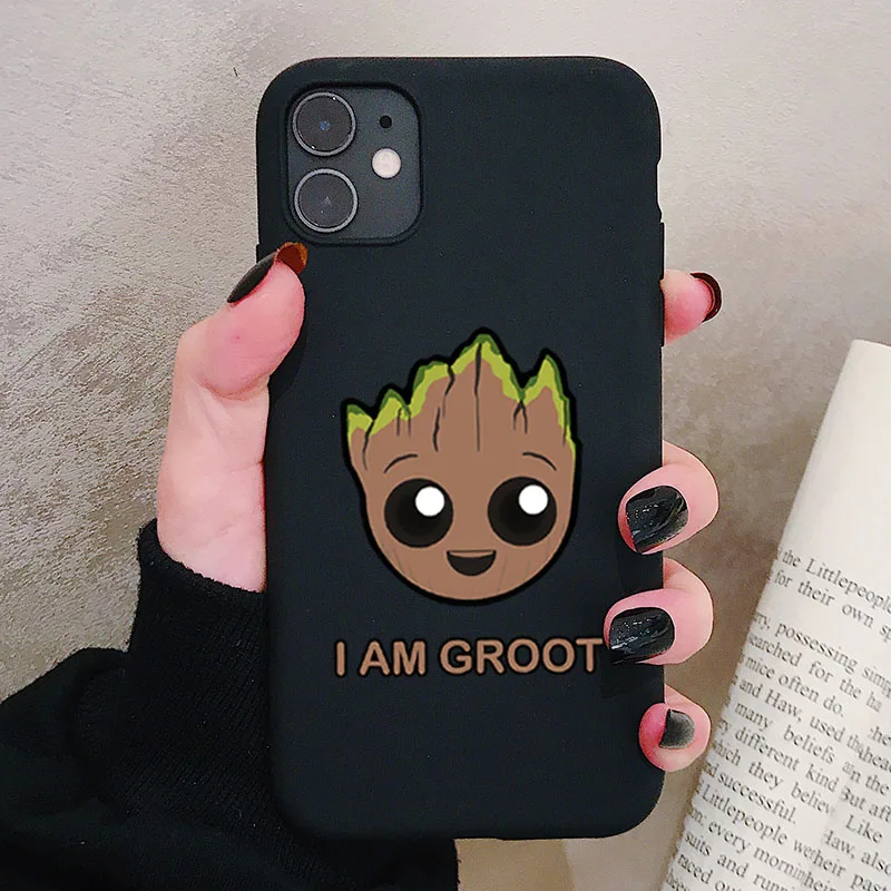 Чехол для телефона с героями мультфильмов I Am Groot Marvel для XiaoMi RedMi Note 8 7 6 5 K20 Pro матовый Силиконовый чехол s мягкая задняя крышка - Цвет: P2Black