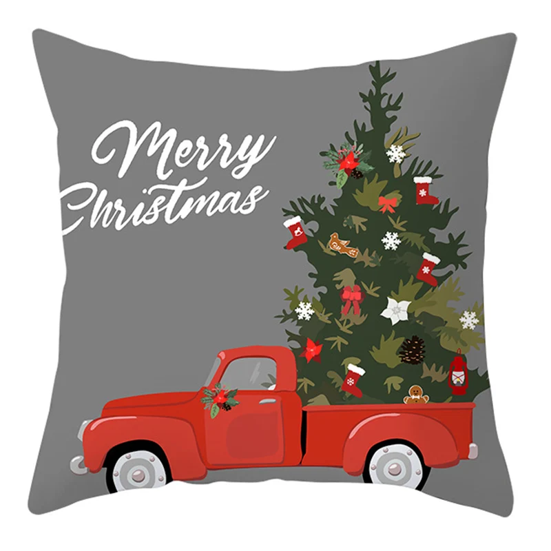 Чехол для подушки с рисунком Санта-Клауса, оленя, щенка, милые наволочки с рождественскими узорами, декоративный чехол для подушки из полиэстера, чехол для подушки