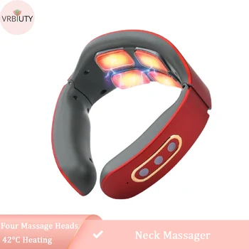 

New Neck Massager Electric Health Care With Intelligent Voice Remote Control Heat To Promote Blood Circulation Four Massage Head