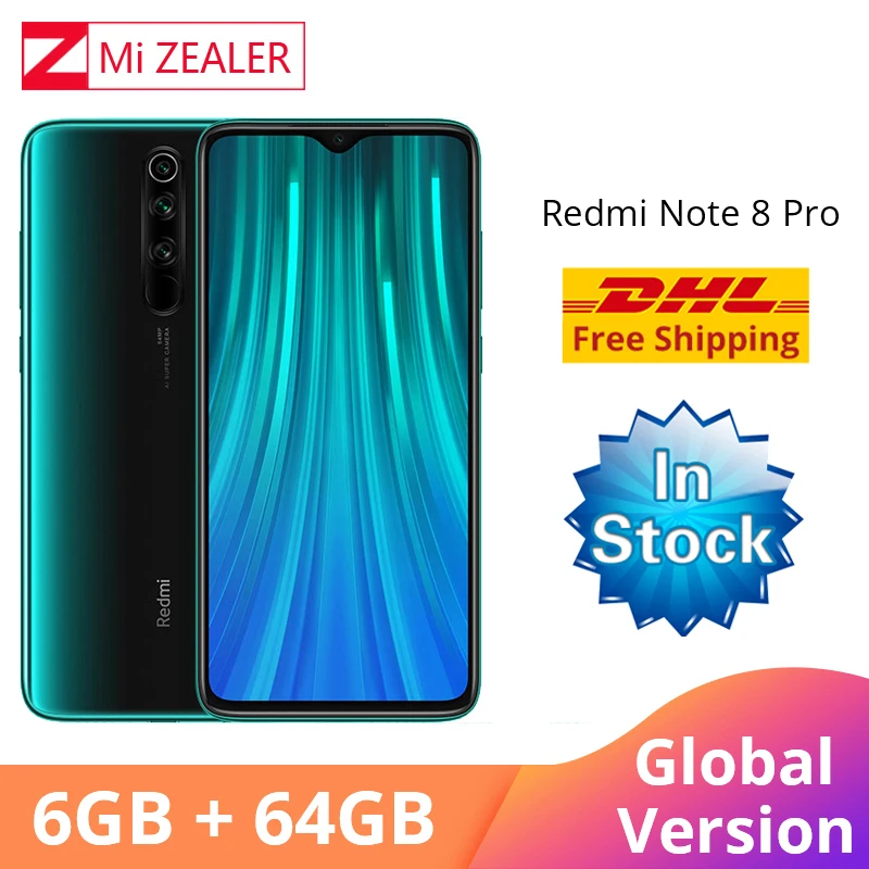

In Stock! New Global Version Xiaomi Redmi Note 8 Pro 6GB RAM 64GB ROM 4500mah Smartphone 64MP camera MTK Helio G90T cellphone