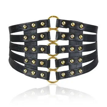 

Fashion retro hollow willow ding super wide waist belts Europe and America Ladys skirt and down dress black belt corset belt