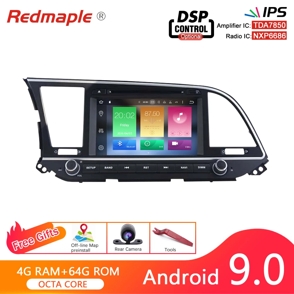 4G ram Android 8,0 автомобиль радио gps навигации Мультимедиа Стерео DVD плеер для HYUNDAI ELANTRA 2016 2017 Авто Видео головного устройства