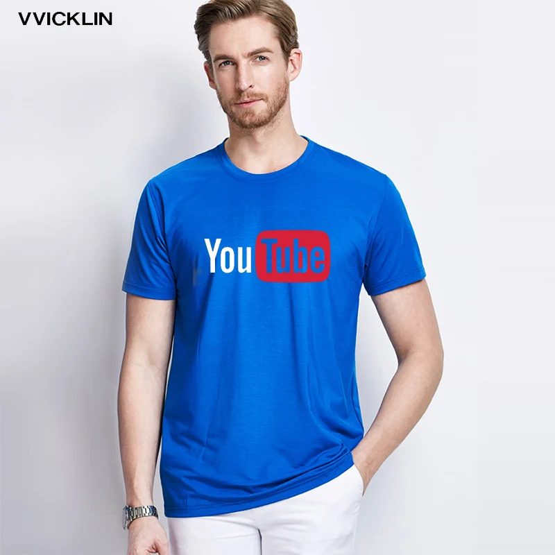 Летние мужские футболки с принтом логотипа YouTube хлопковые свободные модные