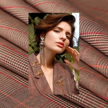 

100x145cm British style Plaid Pattern Linen&Cotton Fabric For Woman Suit Windbreaker Pants DIY Sewing