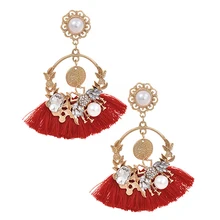 ZHINI nowe mody imitacje pereł złote kolczyki dla kobiet czechy Handmade długi Tassel kolczyk biżuteria pendientes brincos 2020(China)