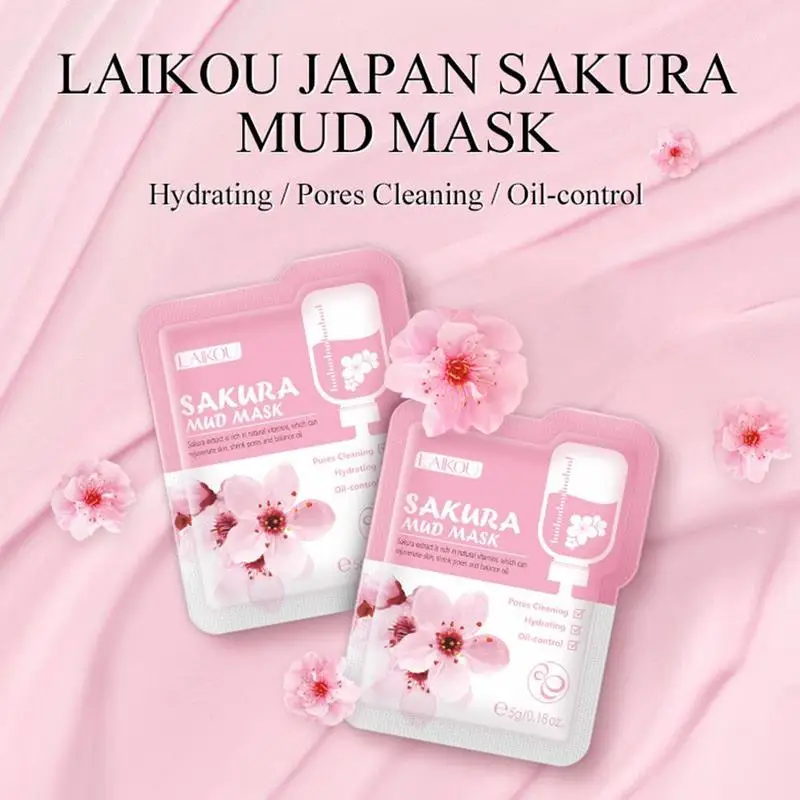 LAIKOU-mascarilla Facial japonesa Sakura, mascarilla Facial antiarrugas de noche, limpia la piel, círculo oscuro, hidratante, antienvejecimiento, cuidado de la piel, 7 Uds.