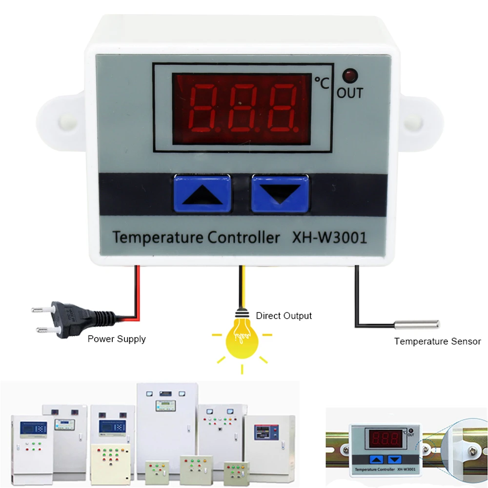 AITRIP Digitales Thermostat XH-W3001 Mit Wasserdichter Sonde - Temperaturregler Von -50°C Bis 110°C, 24V DC