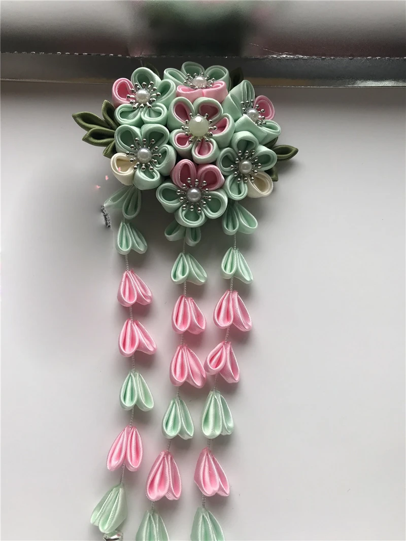 Сакура tsuami Kanzashi шпилька для ханьфу, косплей реквизит ручной работы, аксессуары для костюма, Цветочный декор для женщин и девочек, 1 шт - Цвет: E