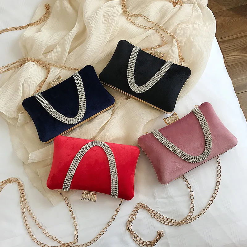 

2019 New Style Dull Polish Plush Debutante-Style Square Sling Bag Man-made Diamond Shoulder WOMEN'S Bag
