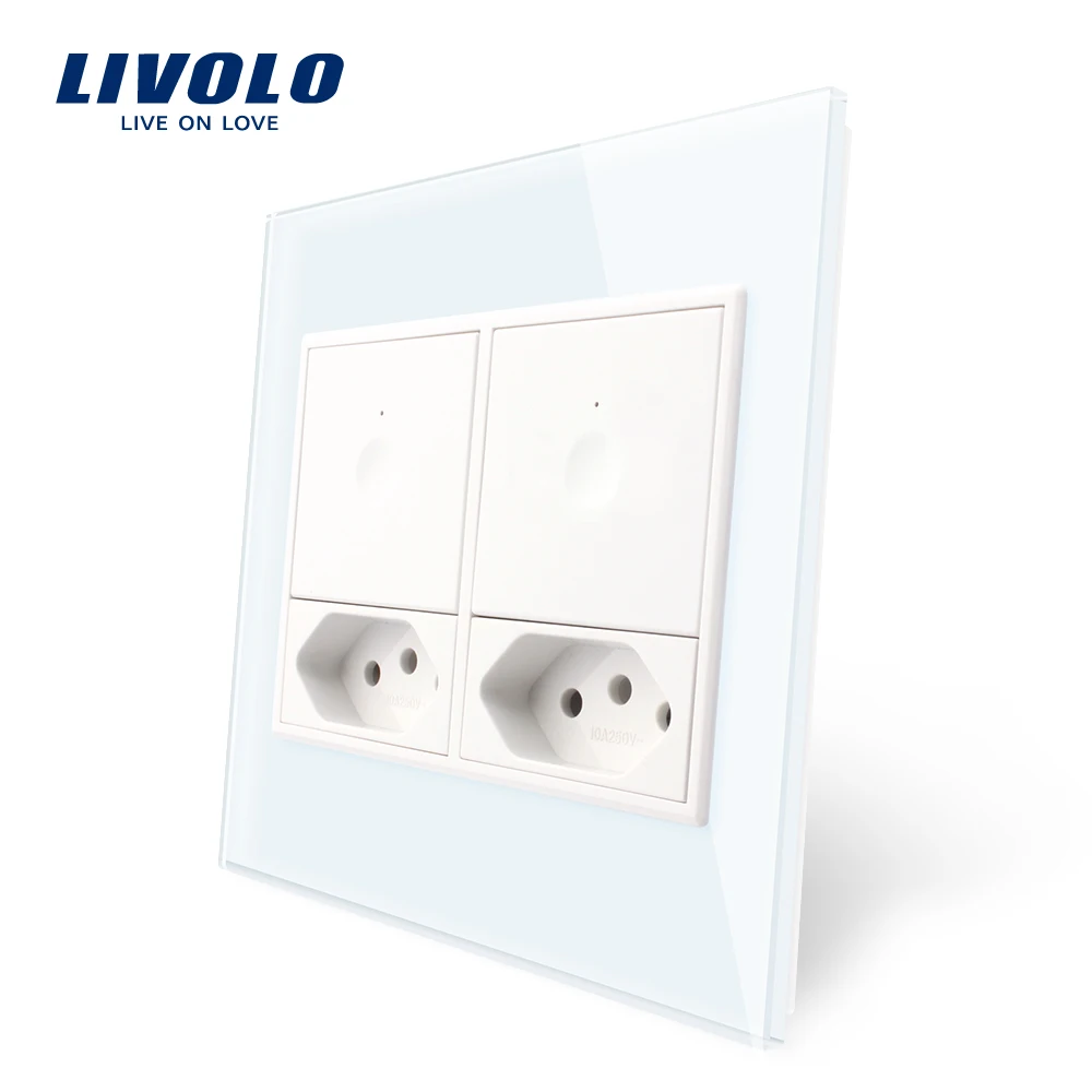 

Livolo US/AU Standard New Series Wall Touch Switch,1Gang Way switch with brazilian socket, 7 colors options,plastic key,no logo
