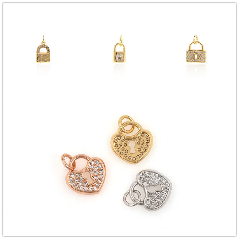 Simple Lock Heart Charms for Jewelry Making Supplies Gold Design Charms