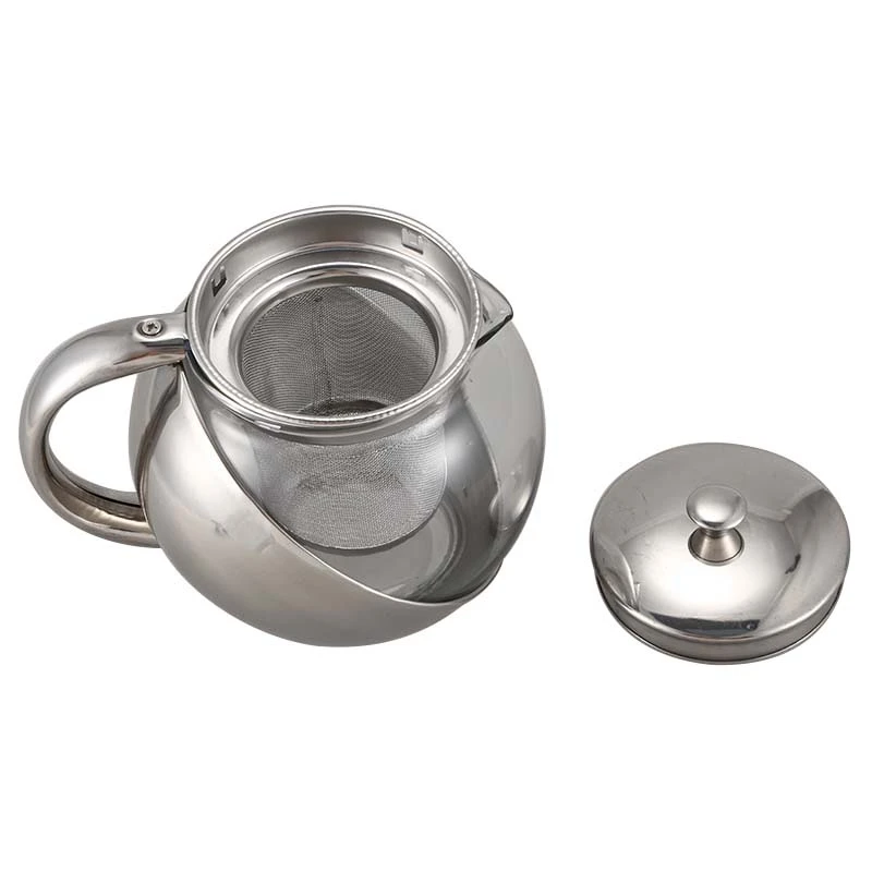 Stainless Steel Glass Faced Modern Teapot Herbal+ Tea Leaf Infuser 750ml