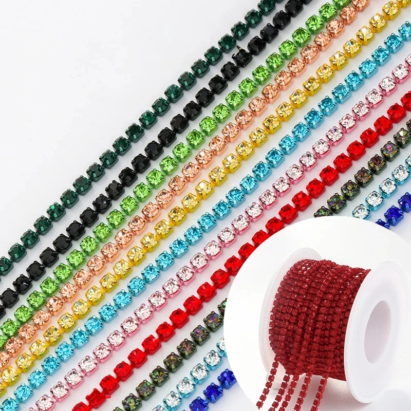 XiChuan 1 Yard 10 Colors Claw Rhinestone SS6 SS8 Crystal Tassel Diy Clothes Earring Accessories Beads Diamond Rhinestone Chain