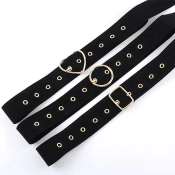 

Geometric Pin Buckle Women Belt Short Velvet Soft Black Waistband Heart Round Square Metal Buckle Decoration Wide Women Belt