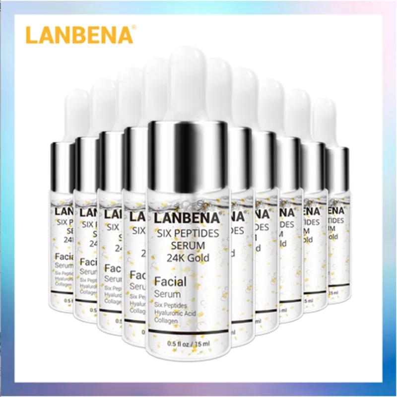 LANBENA 24k Gold Six сыворотка с пептидами против морщин Укрепляющий крем для лица отбеливающий Омолаживающий увлажняющий эссенция уход за кожей 10 шт