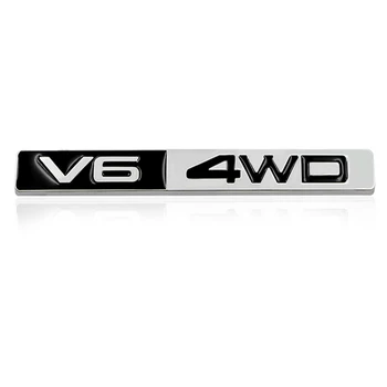 

3D Metal Chrome 4WD V6 Emblem Badge Wheel Drive Auto 3D Car Sticker Decoration for bmw benz toyota Car accessories Car Styling