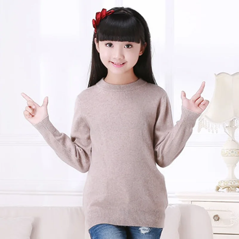 

2019 Autumn And Winter New Style Children Cashmere Sweater BOY'S Pullover Crew Neck Solid Color Girls Bottoming Shirts Baby Swea
