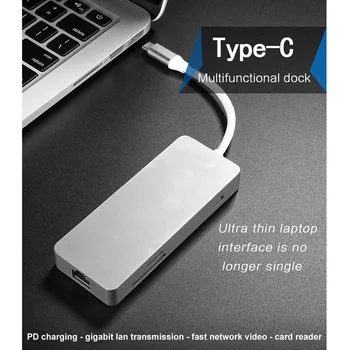 

Type C Hub 7 Ports More Convenient Portable USB Power Delivery High Speed Transmission Practical Concentrator