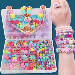 Boîte de rangement de jouets de bébé perlés pour tout petits, boîte de rangement faite à la main bricolage artisanat Production de matériel paquet collier Bracelet cadeaux éducatifs pour filles 