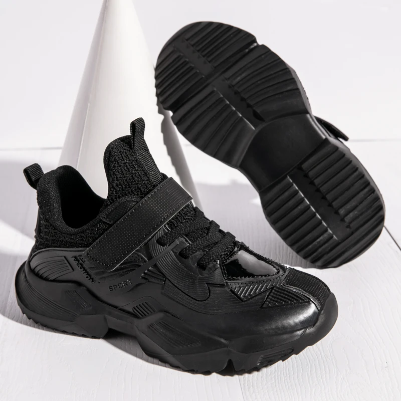 

Autumn winter boy sneakers kids black blue soft sports new 5 big children 6 leather waterproof 10 boys black running