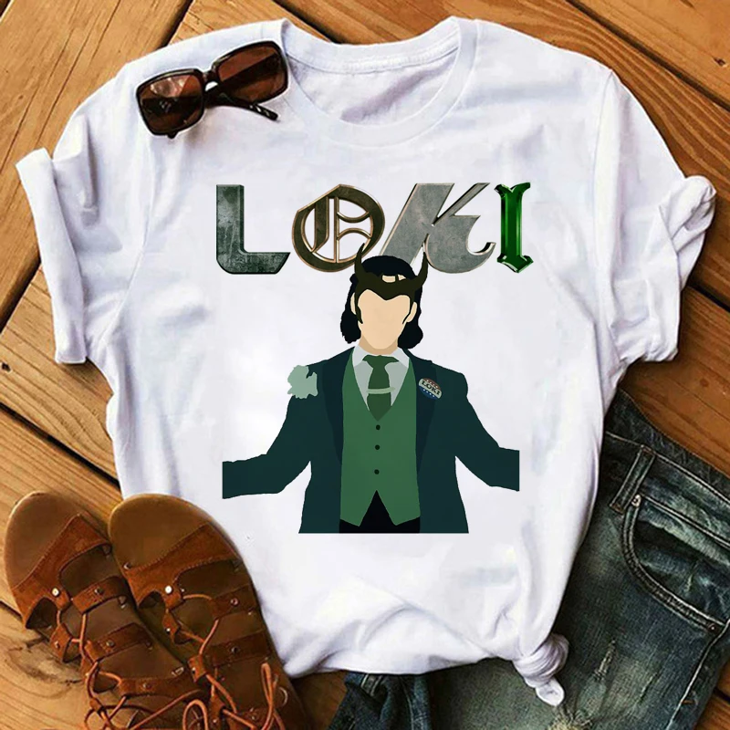 Super Hero Loki Letter Print T Shirt Women Funny God Of Mischief Loki Graphic Tees Shirt Summer Tops Cartoon T-Shirt Female graphic tees women