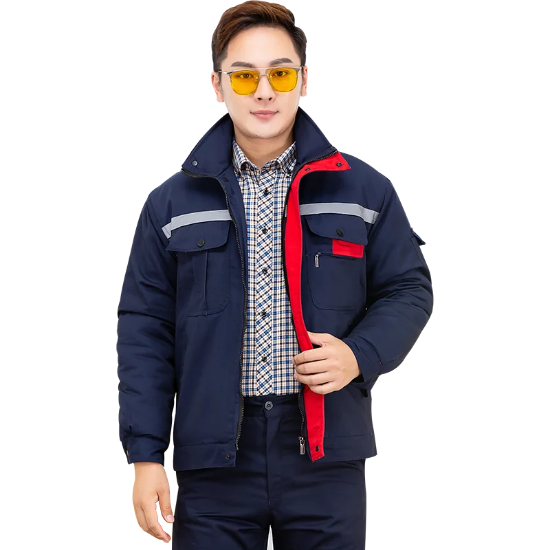 Winter Work Clothing cotton padded Reflective wadded Jacket+Pant reflective Auto Repair Welding suit Workshop Overall Uniforms