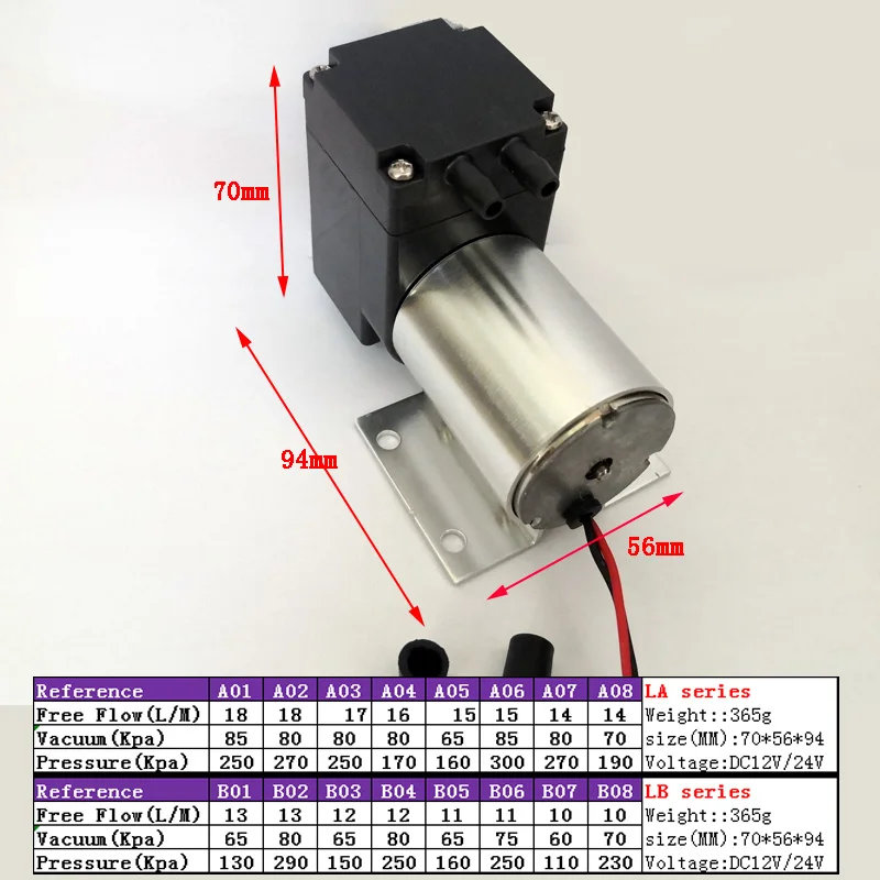 12 24 V Вольт мини Бесщеточный DC мембранный воздушный насос& всасывающий вакуумный насос