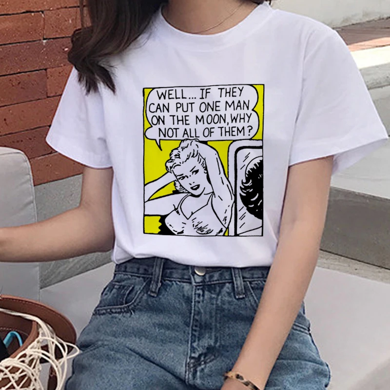 Женская футболка с графическим принтом «The Future Is Female Feminism», футболка с героями мультфильмов для девочек, футболки 90 s, новые феминистские Harajuku футболки - Цвет: 5657