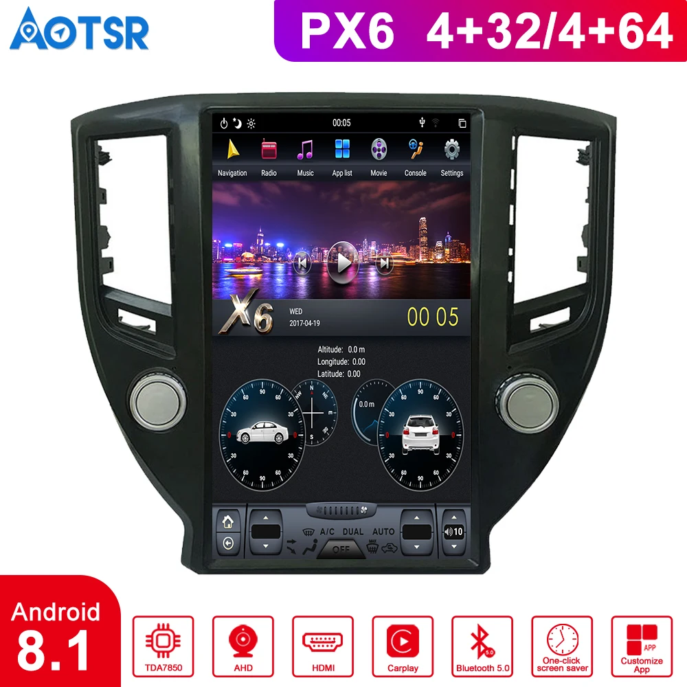 Gps-навигация Android 8,1 PX6 4G rom Tesla стиль для TOYOTA CROWN 12th 13th 14th Автомобильный мультимедийный плеер с автомобильной приборной камерой lcd
