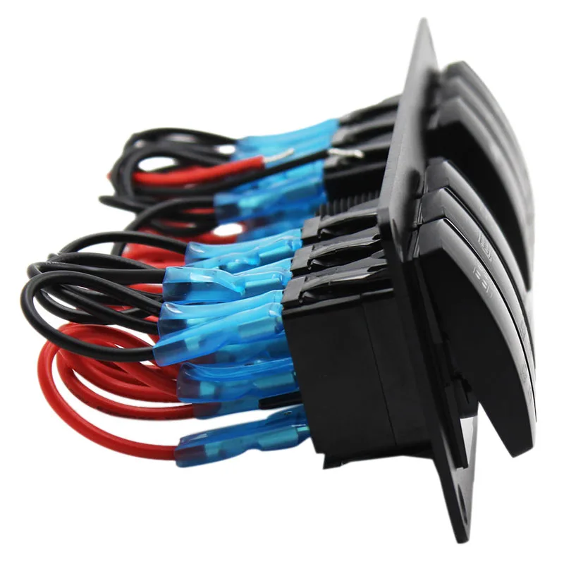 12V 6 банда кулисный переключатель Панель светодиодный переключатель вольтметра Панель автомат защити цепи для автомобилей класса RV морской катер