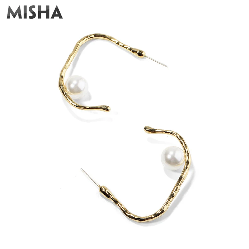 MISHA, новинка, модные серьги для женщин, натуральный жемчуг, обруч, ювелирные серьги, серьги для молодых девушек, дам, подарки 0027