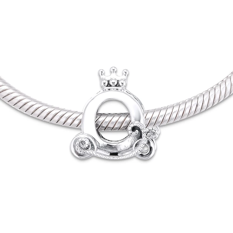 DIY Подходит для Pandora шармы браслеты полированная Корона O повозка из бисера стерлингового серебра 925-ювелирные изделия