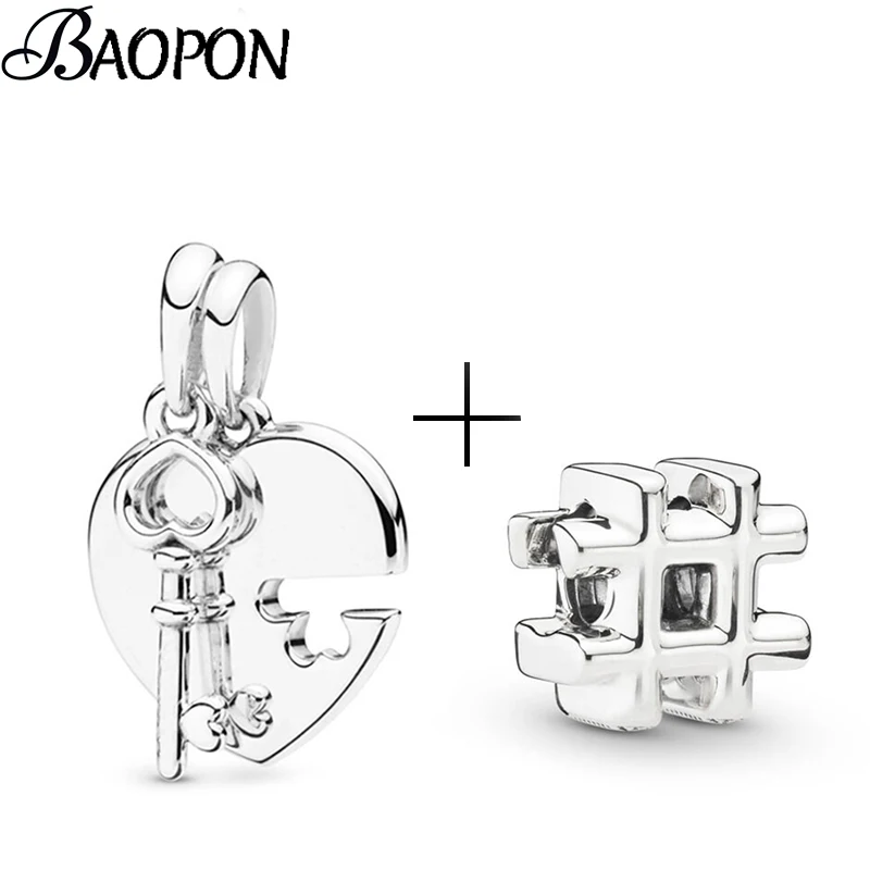 

2Pcs/Lot Silver Heart of Friends Label Match Charms Beads fit Pandora Bracelet DIY Jewelry For Women Necklaces Accessories