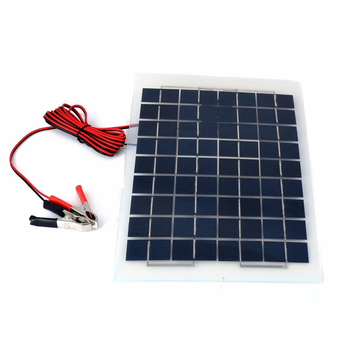 

1pc 10W 12v Polycrystalline Energy Solar Panel Battery Module+ Alligator Clips With 4m Cable For Electric Fans Lights Mayitr