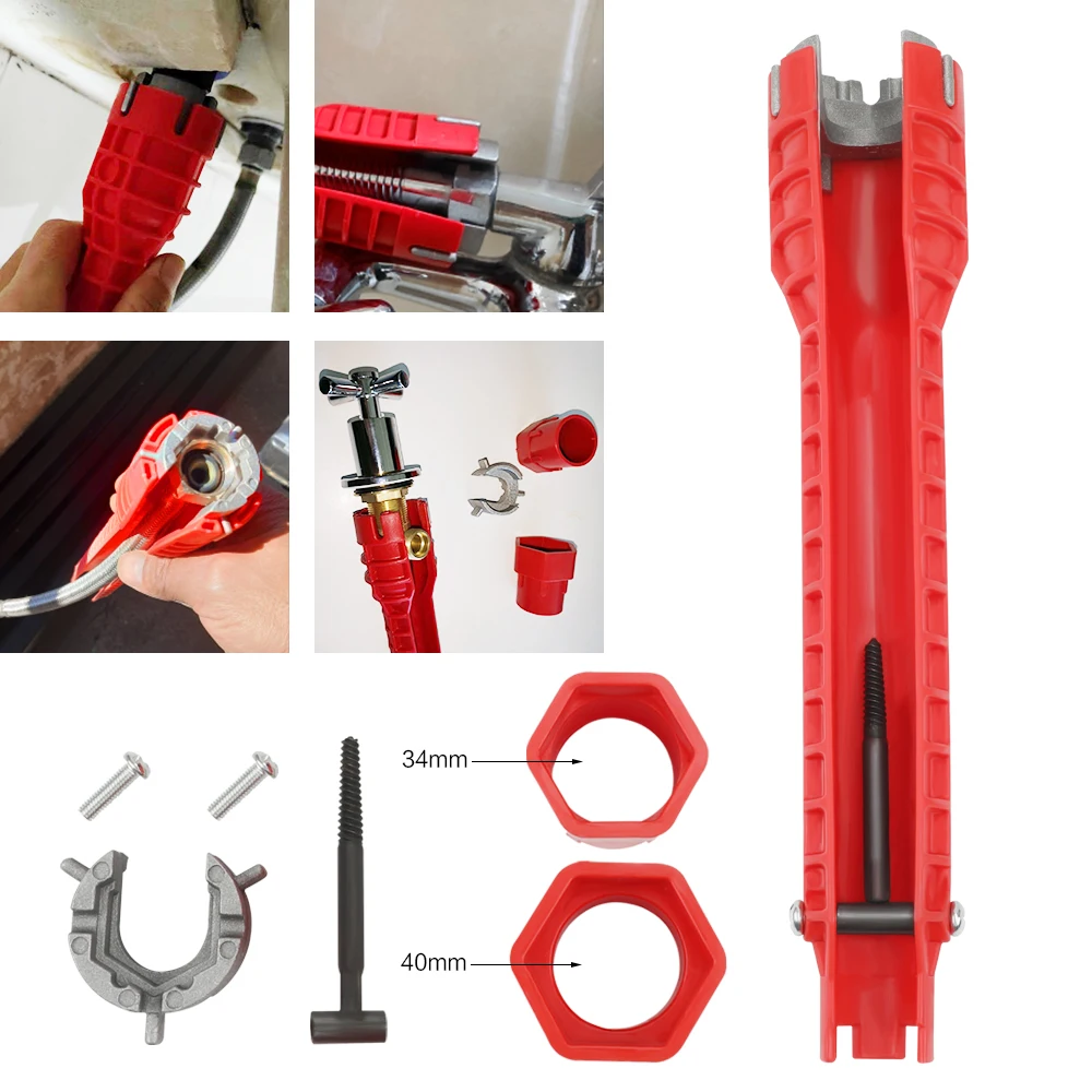 8 In1 Flume Wrench Sink Faucets Hand Plumbing Tool Anti-slip Mult Key Tube Wrenches Bathroom Repair Tools Kitchen Pipe Sets | Инструменты