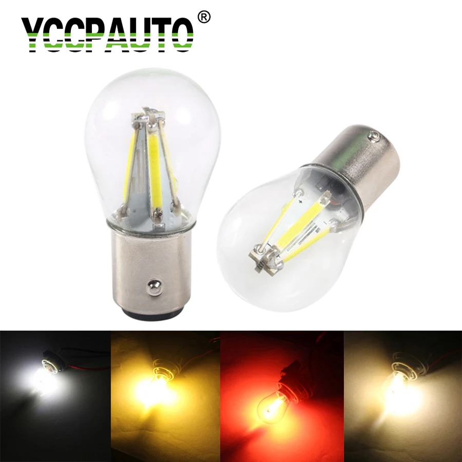 YCCPAUTO bombillas LED de freno de coche, lámpara trasera de cristal de 24V, 1157 filamentos, S25 Bay15d P21/5w, 2 uds.|Lámpara de señalización| -