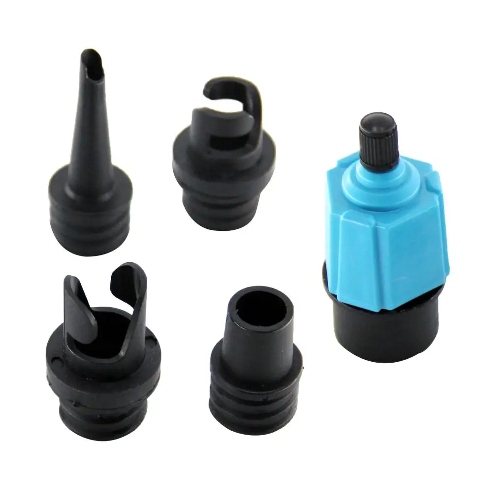 4 in 1 Inflatable Boat Pump Adaptor Compressor Air Valve Converter Adapter with 4 Nozzles for Stand Up Paddle Board, Rubber Raft