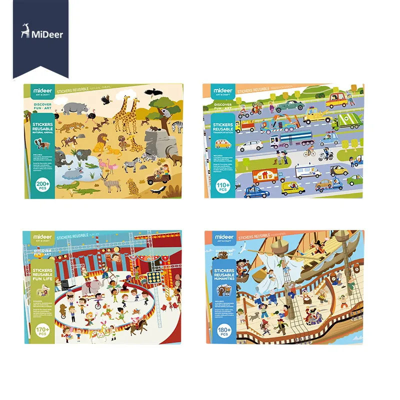 Online MiDeer nuevas pegatinas reutilizables libro almohadilla de juego colección niños juguetes educativos para niños rompecabezas regalo extraíble escenas de fondo