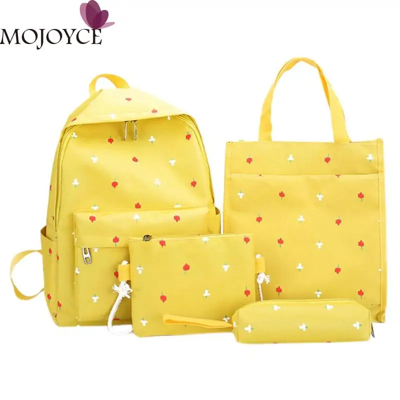 

4pcs/set Women School Travel Backpacks Female Casual Large Capacity Canvas Teenagers Girls Student School Shoulder Bags