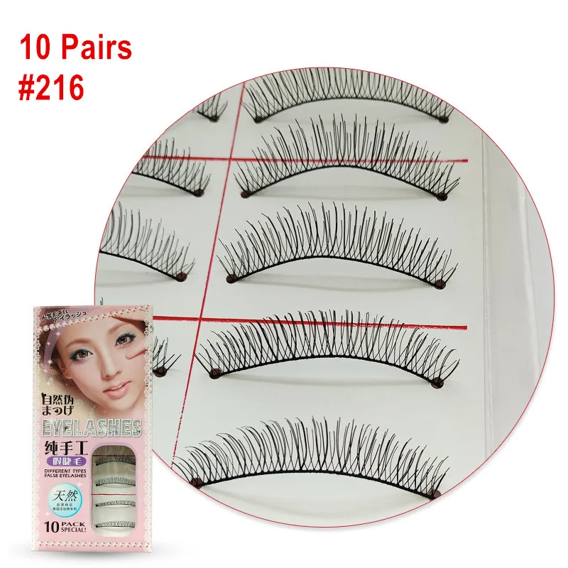 10 Pairs 216/217 Cotton False Eyelashes Handmade Soft Lashes Beauty Makeup Tools Comfortable Eyelash Extension | Красота и здоровье