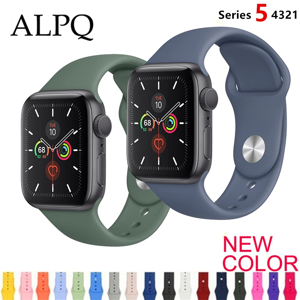 ALPQ ремешок для Apple ремешок для часов 38 42 мм 40 44 мм силиконовый официальный цвет ремень браслет Correa для iWatch серии 5 4 3 2 1