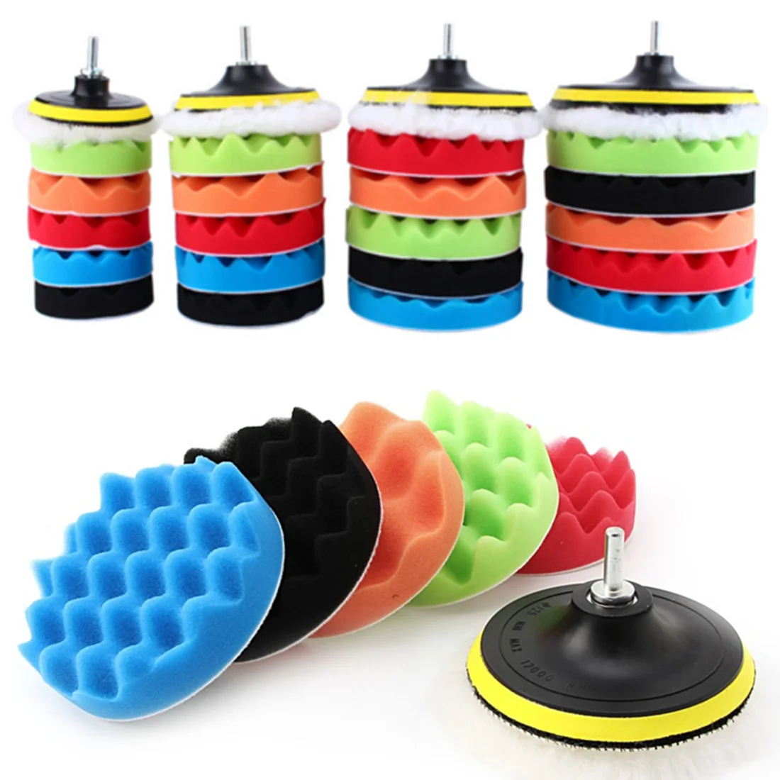 3/ 4/ 5/ 6/ 7 Inch Beauty Waxing Set 7pcs/set Car Polishing Disc Automotive Tools Sponge Wheel Wool Pad 8PCS | Инструменты