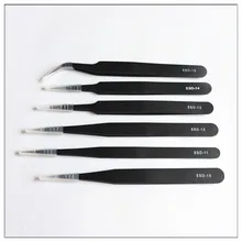 Птичье гнездо выбирает только из нержавеющей стали без статического электричества пинцет с острыми концами-носком Scimitar плоский рот ESD пинцет Клип черная голова