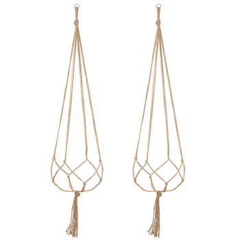 

4 Pcs Plant Hanger Jute Pot Holder Indoor Hemp Rope Hanging Planter Crafts K888